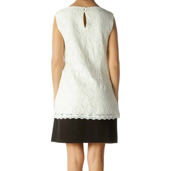 Laundry by Design Black & White Color Block Lace Day Dress - Picture 2 of 3